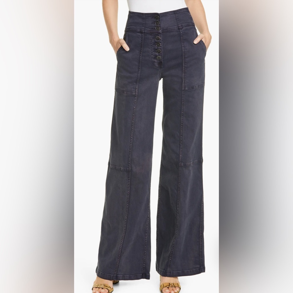 NWT Ulla Johnson Charcol Greer Jean Wide-Leg Jeans Size 2 - Picture 1 of 6